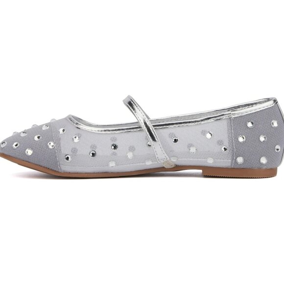 Unionbay Women's Catia Jeweled Mary Jane Flats – Silver,  US Size 6M (Style #U4C - Picture 2 of 7